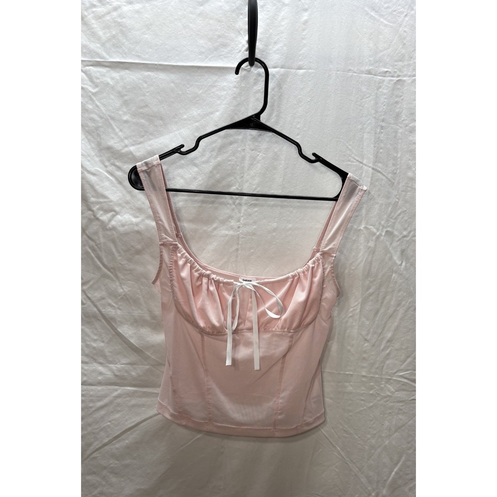 Garage Pink Mesh Corset Tank Top Women Size L Sleeveless Coquette Balletcore